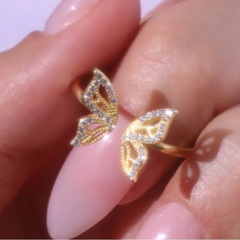 Butterfly Ring Gold Plated Adjustable